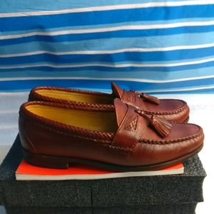 ALLEN EDMONDS Cognac 💯%LEATHER Handcrafted Tassel Loafer 9.5m/10.5w CLASSIC
